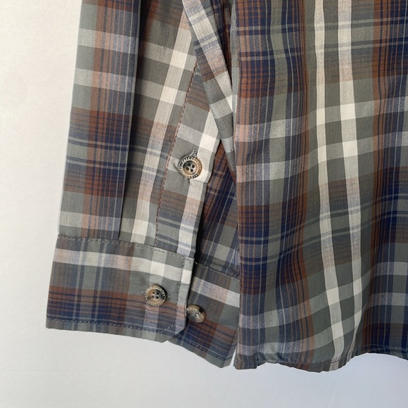 Free Country Blue Brown Grey Long Sleeve Casual Button Down Shirt Medium - Picture 12 of 17